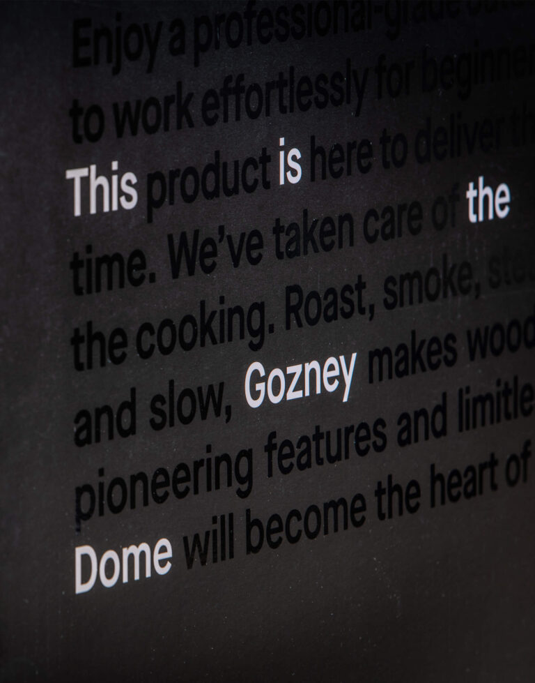 White text against a black background spells out 'This is the Gozney Dome'
