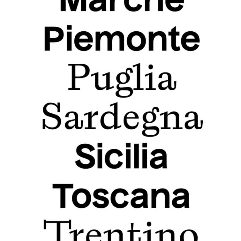 Passione Vino - A selection of typefaces spelling out regions in Italy